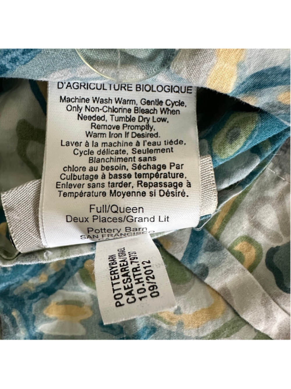 Pottery Barn Paisley Duvet Cover Full Queen w Euro Shams Blue Green - Picture 6 of 8